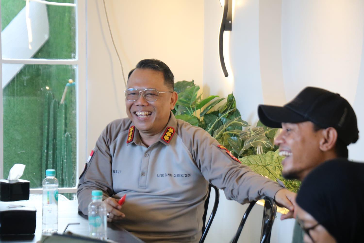 Satgas Humas Ops Damai Cartenz-2026 Perkuat Kolaborasi Silaturahmi Bersama Wartawan di Timika