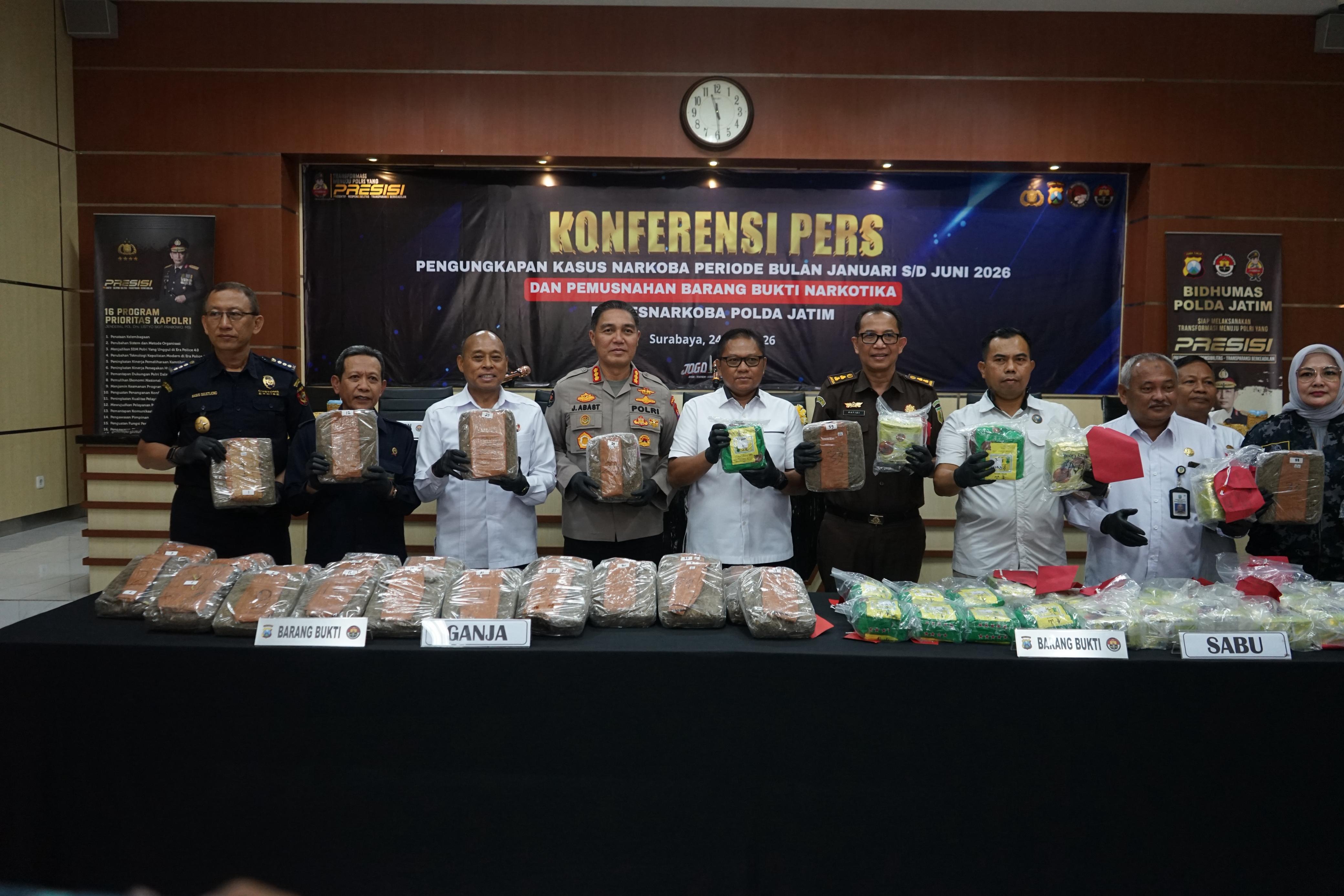 Polda Jatim Ungkap 3.157 Kasus Narkoba Semester I Tahun 2026, Selamatkan 2,79 Juta Jiwa