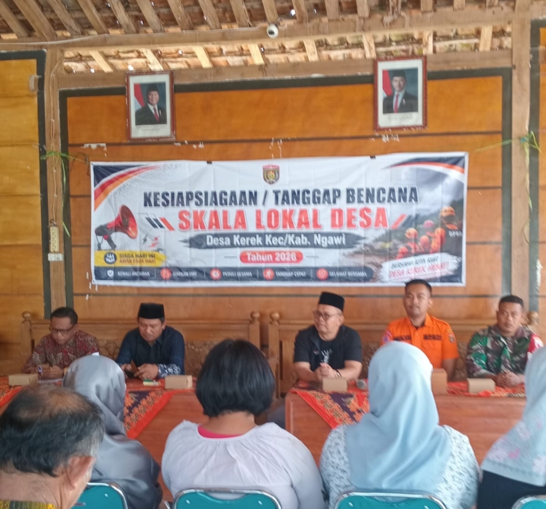 Babinsa Kerek dan BPBD Ngawi Sosialisasikan Kesiapsiagaan Tanggap Bencana Kebakaran